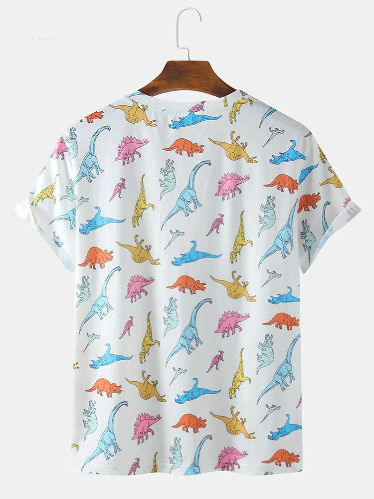 Dragon Printed Short Sleeves T-Shirt With Modern Pattern