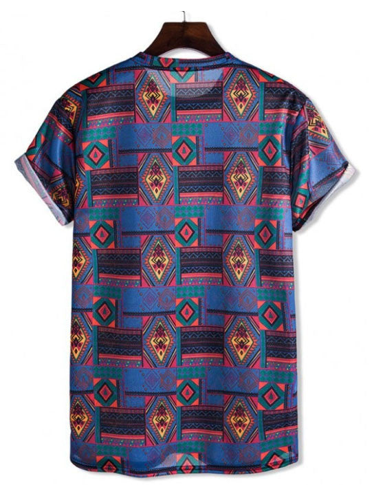 T-Shirt All Over Printed With Ancient Design Pattern