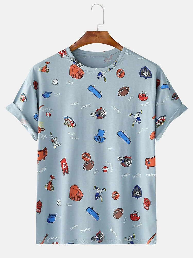 Short Sleeves T-Shirt Printed With Different Types Of Cartoons