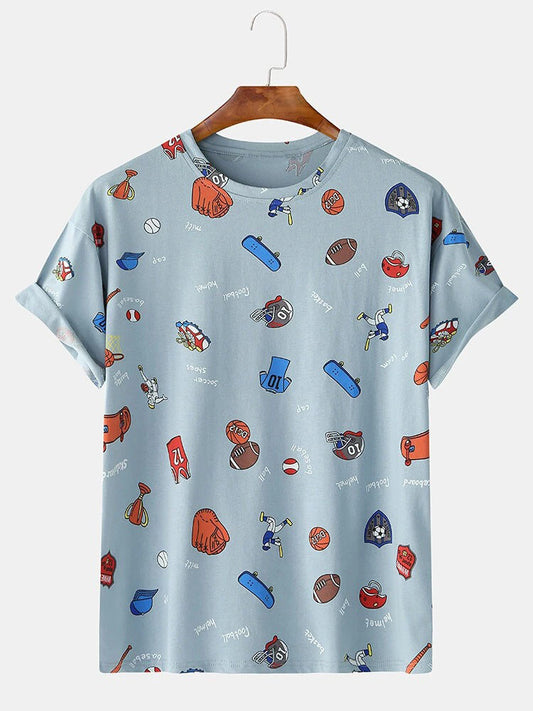Short Sleeves T-Shirt Printed With Different Types Of Cartoons