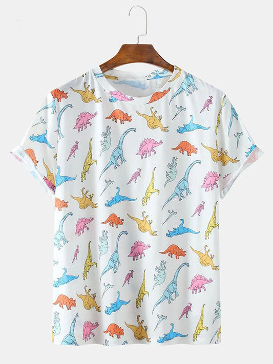 Dragon Printed Short Sleeves T-Shirt With Modern Pattern