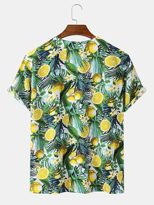 Lemon And Leaves Printed T-Shirt In Modern Design