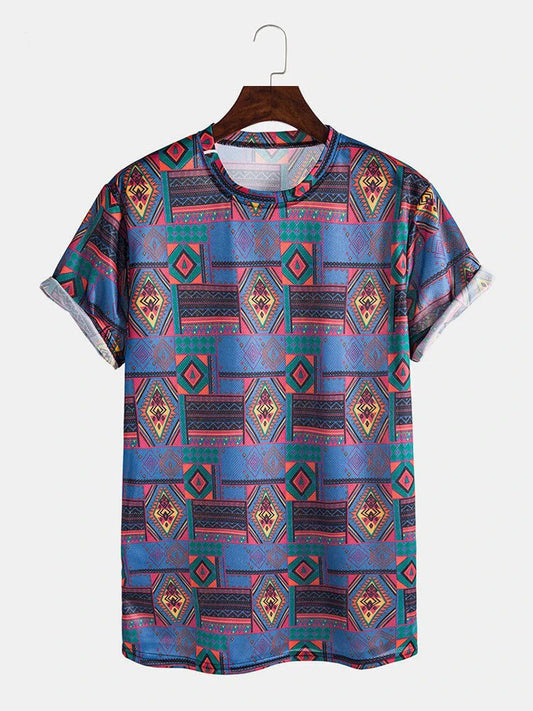 T-Shirt All Over Printed With Ancient Design Pattern