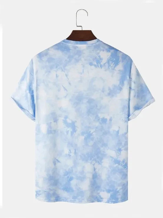 Sky Colour Printed T-Shirt With Half Sleeves