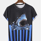 Royal Black Colour With Fish Printed T-Shirt