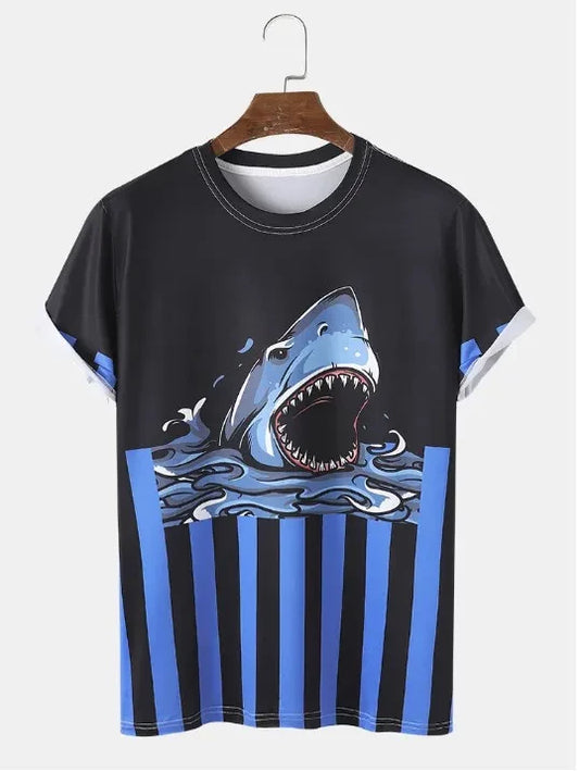 Royal Black Colour With Fish Printed T-Shirt