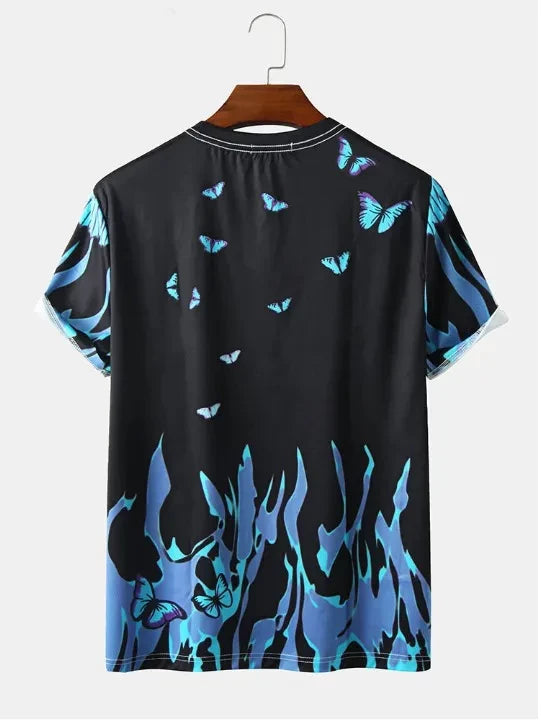 Butterfly Vibrant Printed T-Shirt With Short Sleeves